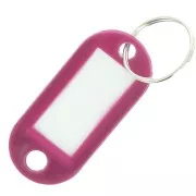 50x22mm Plastic key ring with label for bag grigri - Plum x1