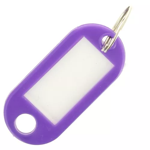 50x22mm Plastic key ring with label for bag grigri - Purple x1