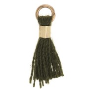 12mm Imitation cotton tassel with bead attachment - Gold - Olive green x1|raw }}