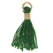 12mm Imitation cotton tassel with bead attachment - Gold - Emerald green x1|raw }}