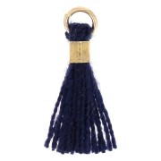 12mm Imitation cotton tassel with bead attachment - Gold - Midnight blue x1