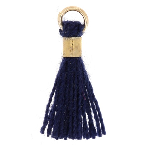 12mm Imitation cotton tassel with bead attachment - Gold - Midnight blue x1