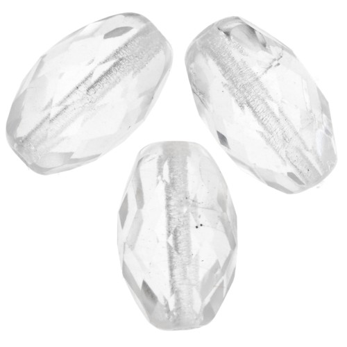 Fire Polished faceted olive-shaped beads 13x10mm Crystal x8