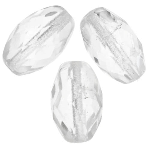 Fire Polished faceted olive-shaped beads 13x10mm Crystal x8