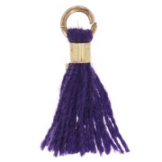 12mm Imitation cotton tassel with bead attachment - Gold - Purple x1|raw }}