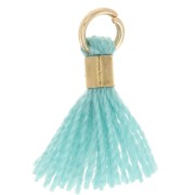 12mm Imitation cotton tassel with bead attachment - Gold - Turquoise x1|raw }}