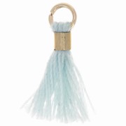12mm Imitation cotton tassel with bead attachment - Gold - Light blue x1|raw }}
