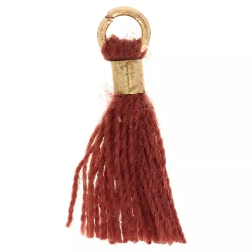 12mm Imitation cotton tassel with bead attachment - Gold - Terracotta x1