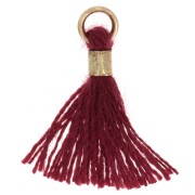 12mm Imitation cotton tassel with bead attachment - Gold - Burgundy x1|raw }}