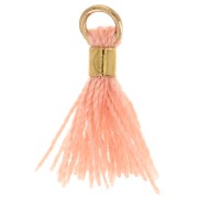 12mm Imitation cotton tassel with bead attachment - Gold - Salmon x1|raw }}