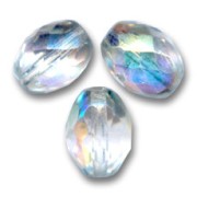 Fire Polished faceted olive-shaped beads 13x10mm Crystal AB x8|raw }}