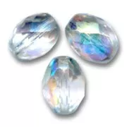 Fire Polished faceted olive-shaped beads 13x10mm Crystal AB x8