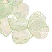 Sequins pétales de fleurs incurvés 20x17 mm en acrylique transparent - Vert AB x12