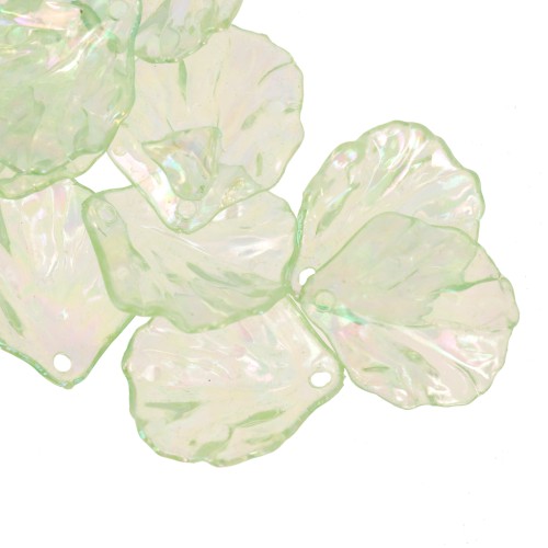 20x17mm curved flower petals in clear acrylic - Green AB x12