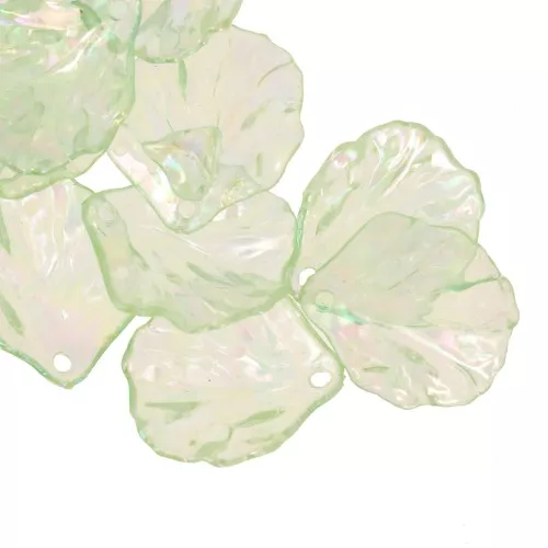 20x17mm curved flower petals in clear acrylic - Green AB x12