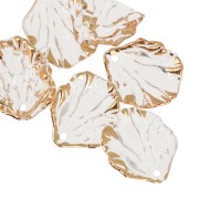 20x17mm Curved flower petals in acrylic - Transparent - Gold x12