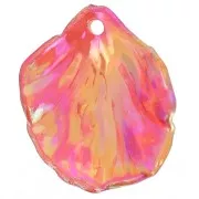 20x17mm curved flower petal beads in clear acrylic - Red AB x12