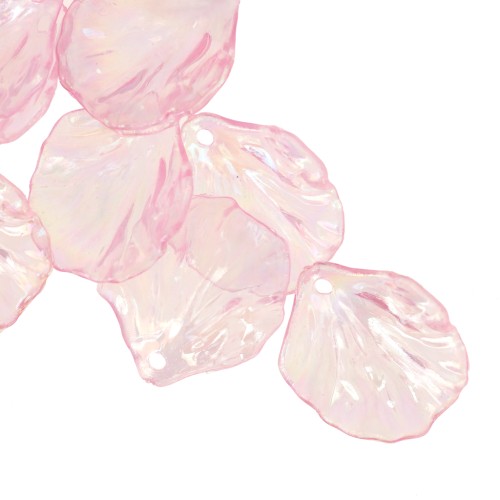 20x17mm Sequins flower petals curved acrylic clear pink AB x12