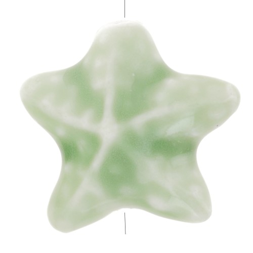 19x21mm Ceramic starfish bead - Light green x1