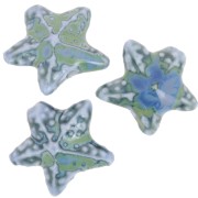 19x21mm Ceramic starfish bead - Marbled Blue - Green x1
