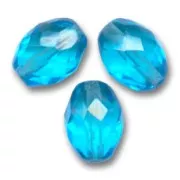 Fire Polished faceted olive-shaped beads 13x10mm Aquamarine x8