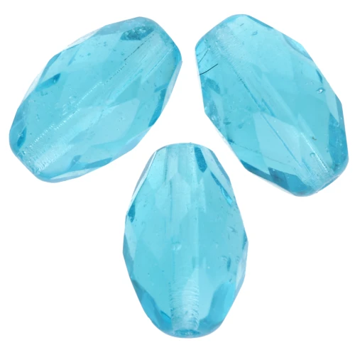 Fire Polished faceted olive-shaped beads 13x10mm Aquamarine x8