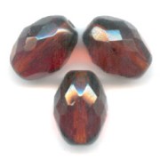 Fire Polished faceted olive-shaped beads 13x10mm Smoked Topaz x8