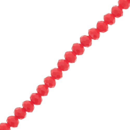 Rondelle beads faceted - round flattened -3.5x3 mm Red Coral x35cm