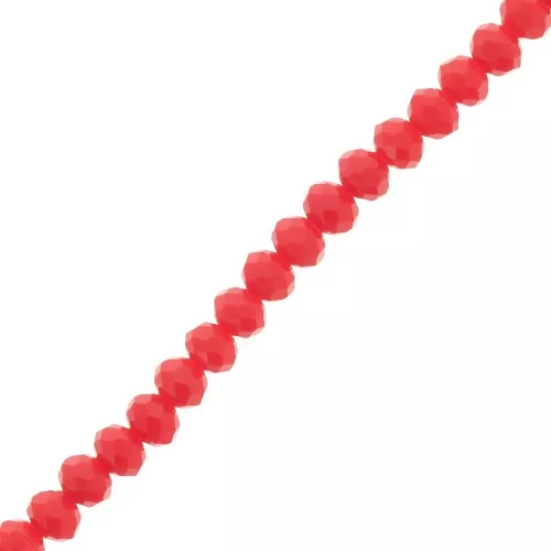 Rondelle beads faceted - round flattened -3.5x3 mm Red Coral x35cm