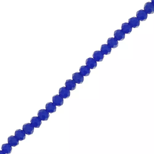 Rondelle beads faceted - round flattened - 4.5x3.5 mm Cobalt Opaque x41cm