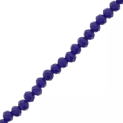 Fire Polished faceted flat round 4x3.5mm Dark Cobalt Opaque x40cm