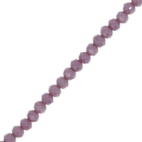 Rondelle beads faceted - round flattened - 4x3.5 mm - Lilac Opaque x42cm