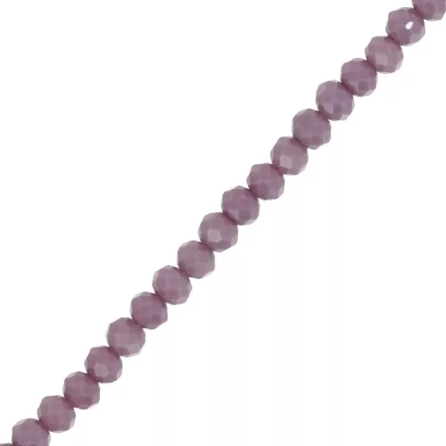 Rondelle beads faceted - round flattened - 4x3.5 mm - Lilac Opaque x42cm