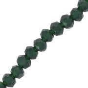 Fire Polished faceted flat round 4x3mm Dark Green x39cm