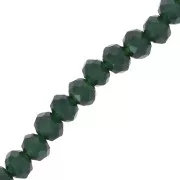 Fire Polished faceted flat round 4x3mm Dark Green x39cm
