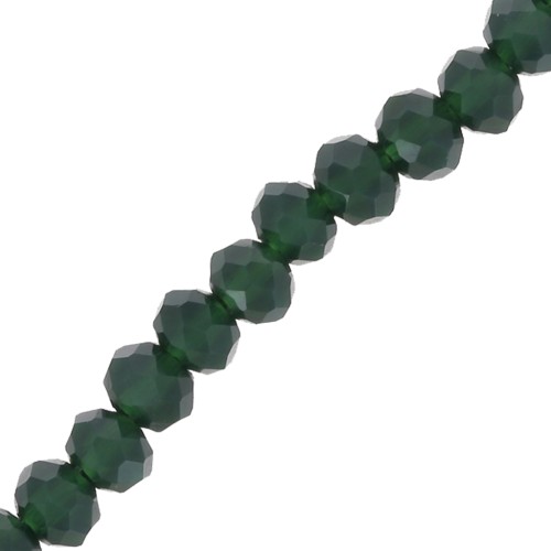 Fire Polished faceted flat round 4x3mm Dark Green x39cm