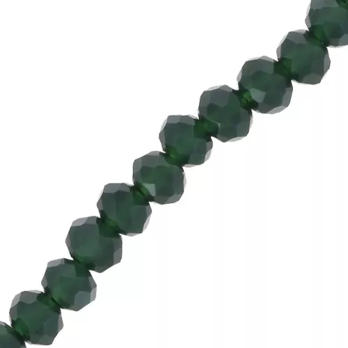 Fire Polished faceted flat round 4x3mm Dark Green x39cm