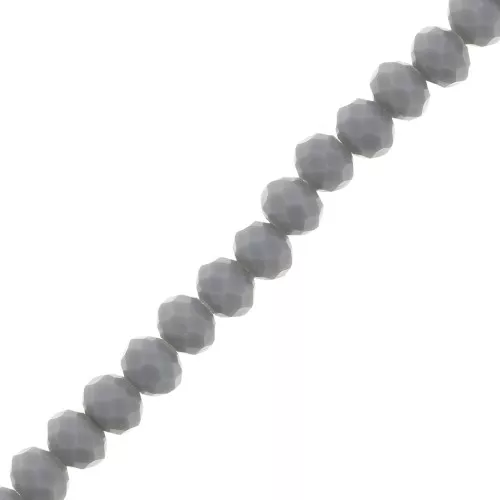 Fire Polished faceted flat round 6x5mm Opaque Grey x40cm