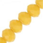 Fire Polished faceted flat round 6x5mm Mustard Yellow Opaque  x42cm