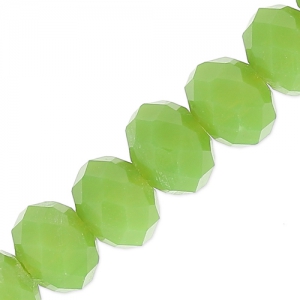 Fire Polished faceted flat round 6x4mm Olivine Opaque x40cm