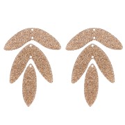 Set of 6 62x45mm acrylic leaf pendants to mount - Bronze glitter x1|raw }}