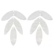 Set of 6 62x45mm acetate leaf pendants to mount - Pearlescent white x1