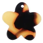 Black - 19mm acetate flower charm - Tortoiseshell - Brown - Black x1 19mm acetate flower charm - Tortoiseshell - Brown - Black x1