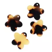 19mm acetate flower charm - Tortoiseshell - Brown - Black x1