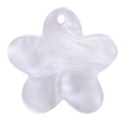 19mm acetate flower charm - Pearlescent white x1