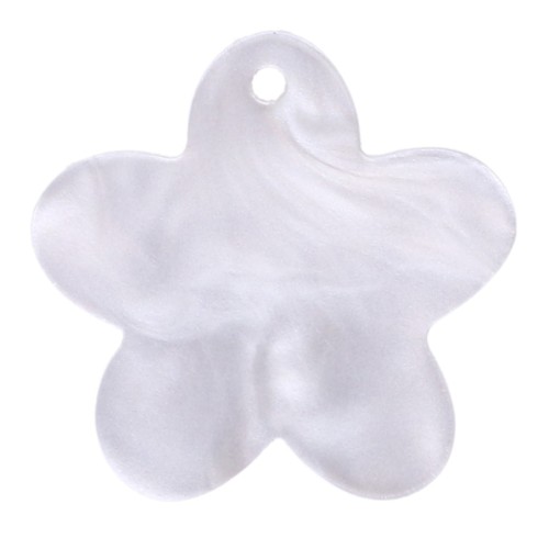 19mm acetate flower charm - Pearlescent white x1
