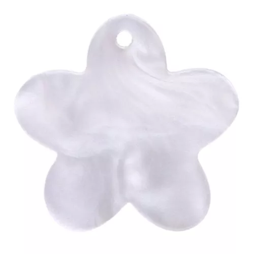 19mm acetate flower charm - Pearlescent white x1