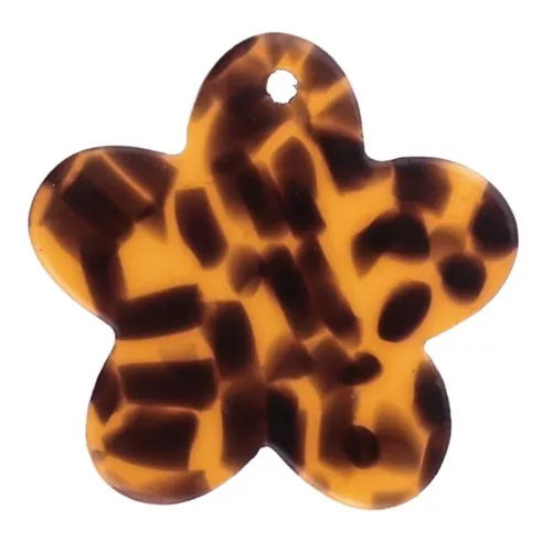 19mm acetate flower charm - Terrazzo Brown - Black x1