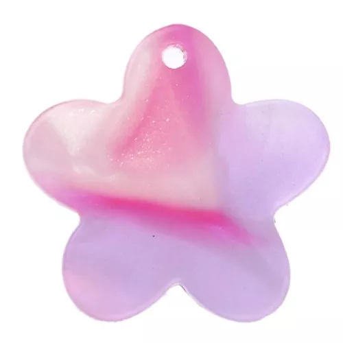 19mm Acetate Flower Charm - Tortoiseshell - Pink - Purple x1