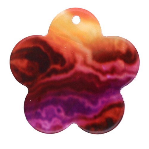 22mm acrylic flower pendant - Sunset - Orange - Violet x1